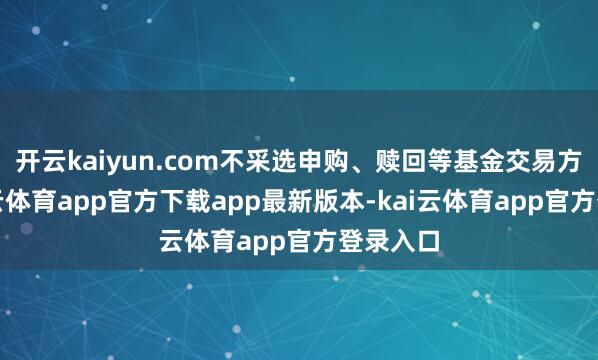 开云kaiyun.com不采选申购、赎回等基金交易方式-kai云体育app官方下载app最新版本-kai云体育app官方登录入口